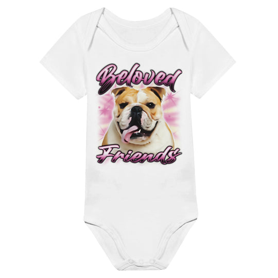 "Bulldog Airbrush" Baby Short Sleeve Bodysuit - Beloved Friends