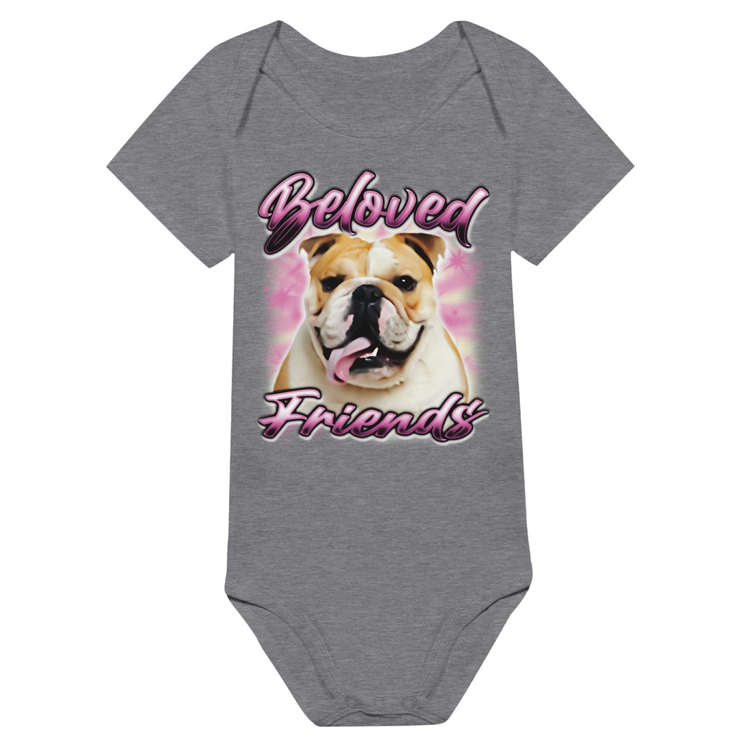 "Bulldog Airbrush" Baby Short Sleeve Bodysuit - Beloved Friends