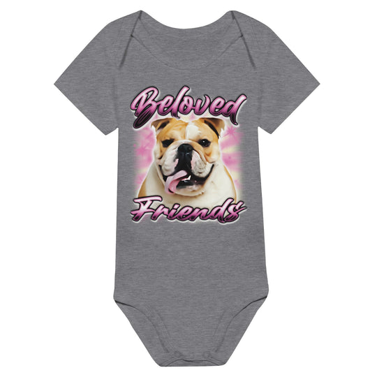 "Bulldog Airbrush" Baby Short Sleeve Bodysuit - Beloved Friends