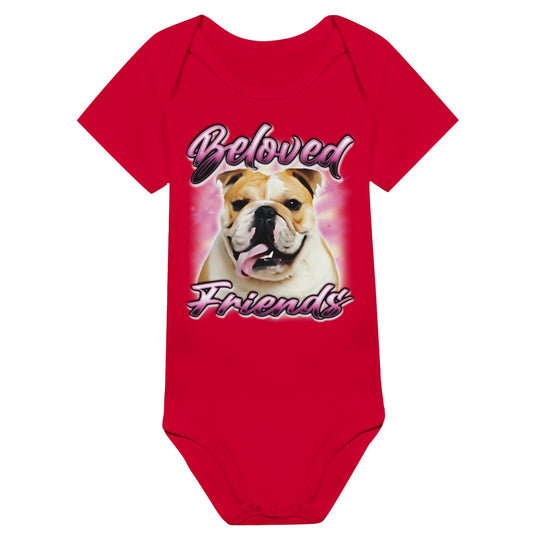 "Bulldog Airbrush" Baby Short Sleeve Bodysuit - Beloved Friends