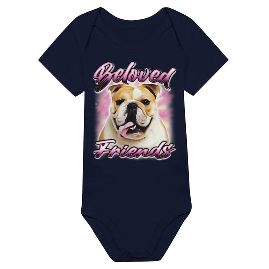 "Bulldog Airbrush" Baby Short Sleeve Bodysuit - Beloved Friends