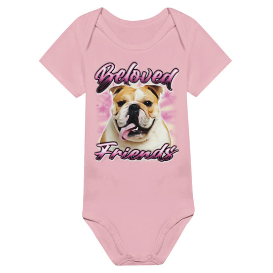 "Bulldog Airbrush" Baby Short Sleeve Bodysuit - Beloved Friends