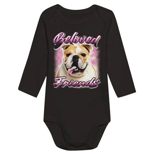 "Bulldog Airbrush" Classic Baby Long Sleeve Bodysuit - Beloved Friends