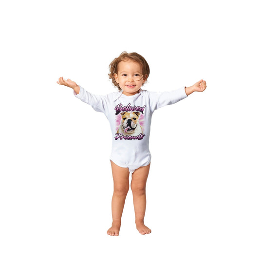 "Bulldog Airbrush" Classic Baby Long Sleeve Bodysuit - Beloved Friends