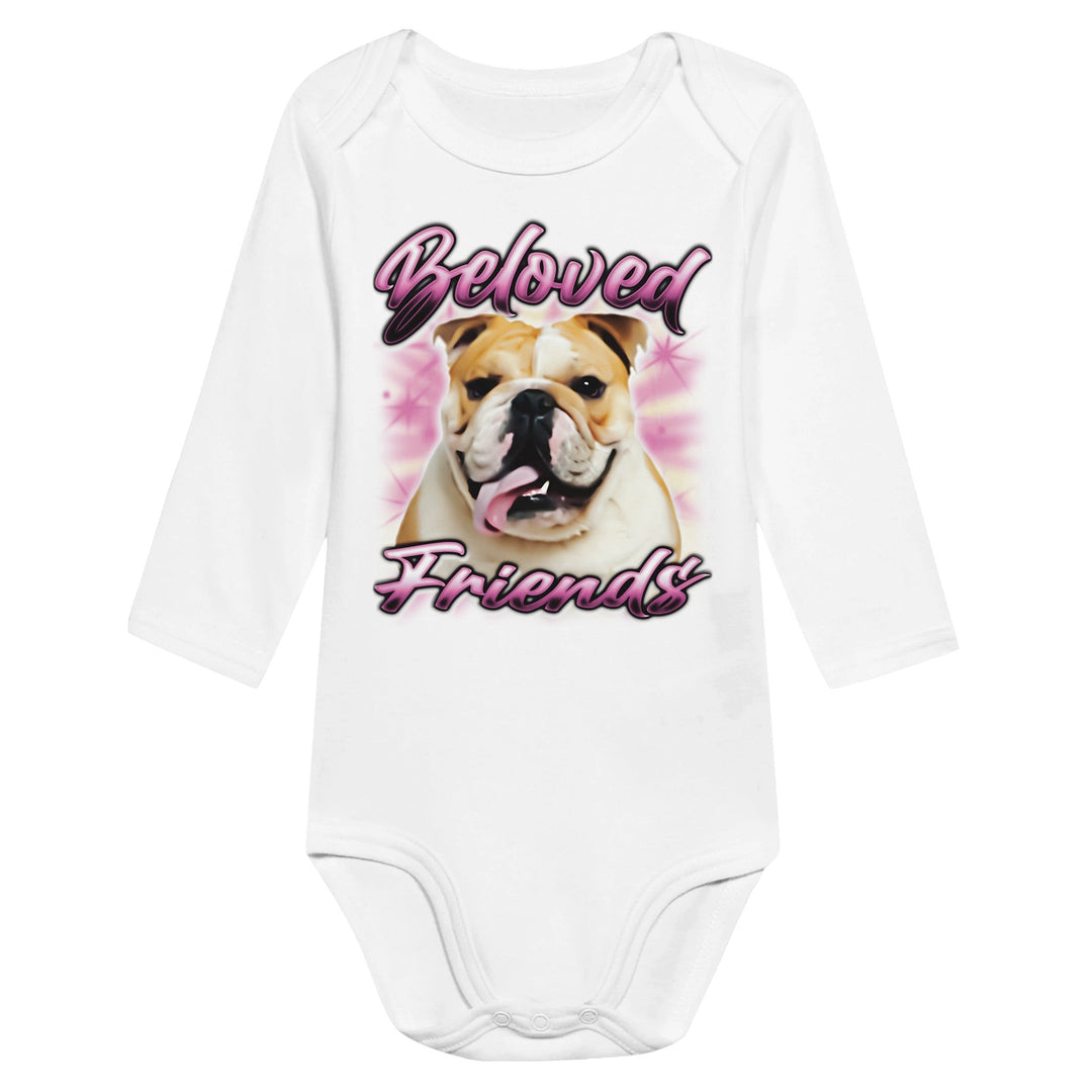 "Bulldog Airbrush" Classic Baby Long Sleeve Bodysuit - Beloved Friends