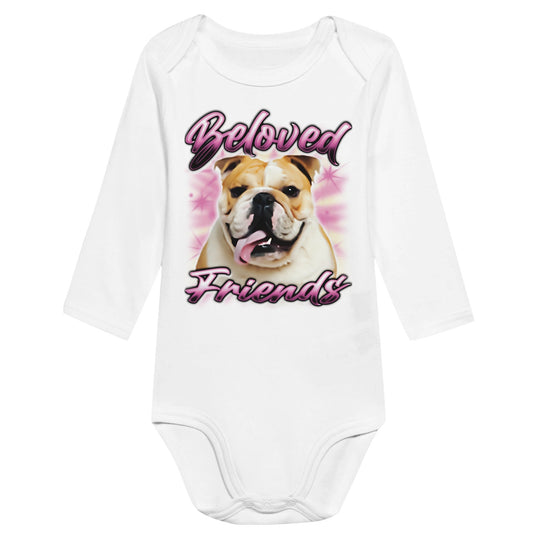 "Bulldog Airbrush" Classic Baby Long Sleeve Bodysuit - Beloved Friends