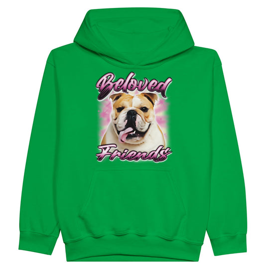 Bulldog Airbrush Kids Pullover Hoodie - Beloved Friends