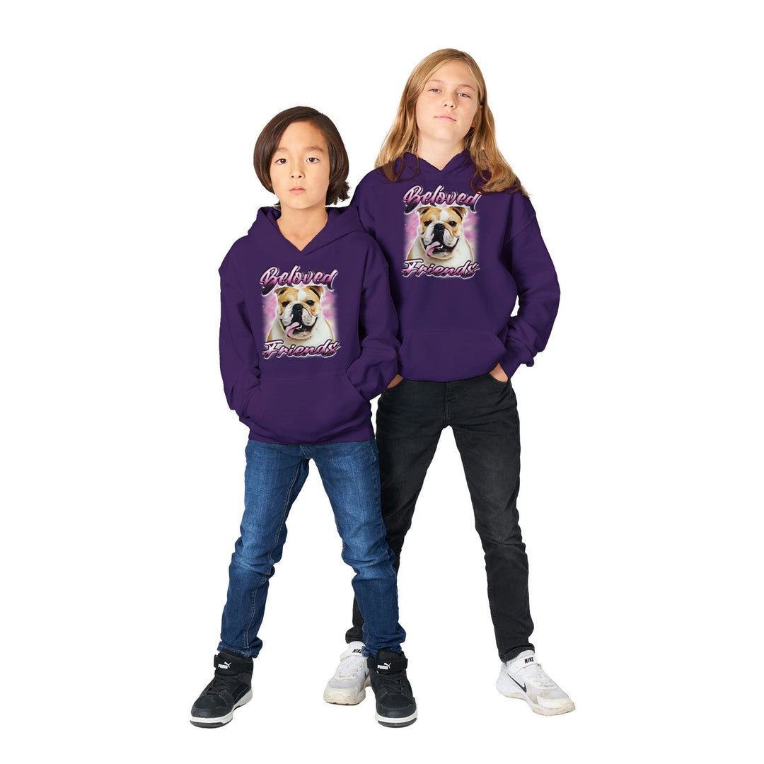 Bulldog Airbrush Kids Pullover Hoodie - Beloved Friends