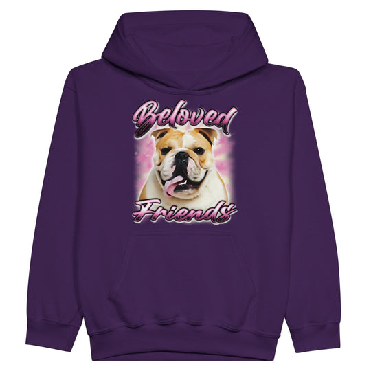 Bulldog Airbrush Kids Pullover Hoodie - Beloved Friends