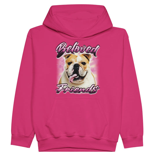 Bulldog Airbrush Kids Pullover Hoodie - Beloved Friends