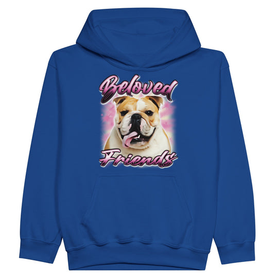 Bulldog Airbrush Kids Pullover Hoodie - Beloved Friends