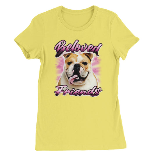 "Bulldog Airbrush" Womens Crewneck T-shirt - Beloved Friends