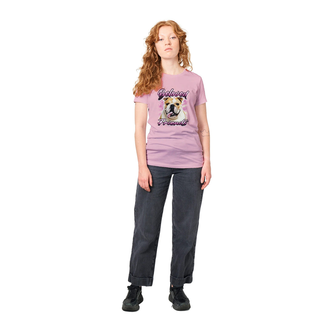 "Bulldog Airbrush" Womens Crewneck T-shirt - Beloved Friends