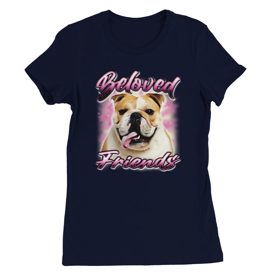 "Bulldog Airbrush" Womens Crewneck T-shirt - Beloved Friends