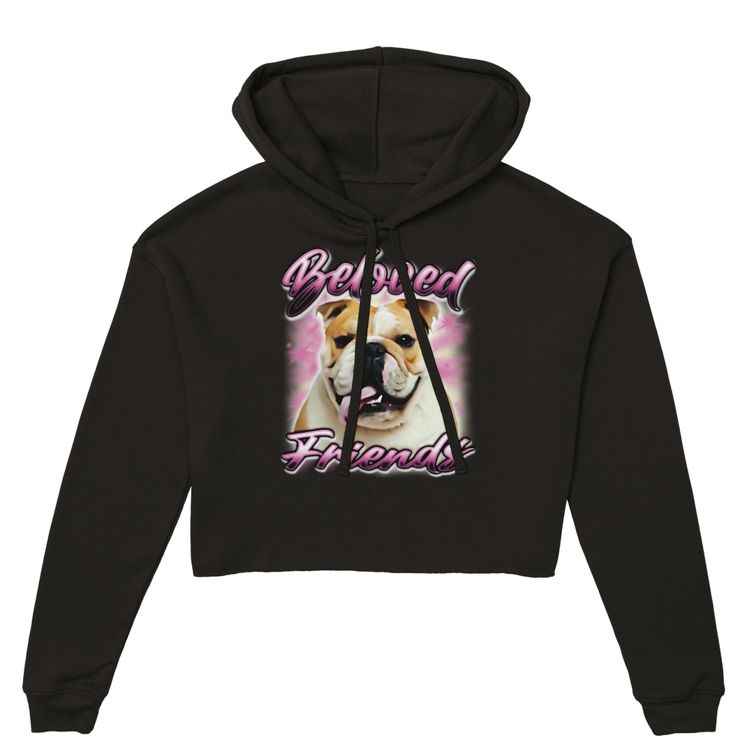 "Bulldog Airbrush" Women's Cropped Hoodie - Beloved Friends