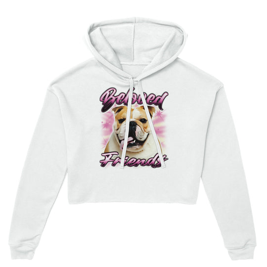 "Bulldog Airbrush" Women's Cropped Hoodie - Beloved Friends